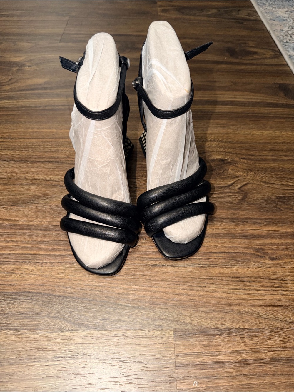 Circus by Sam Edelman Black Strappy Ankle-Heel Sandals